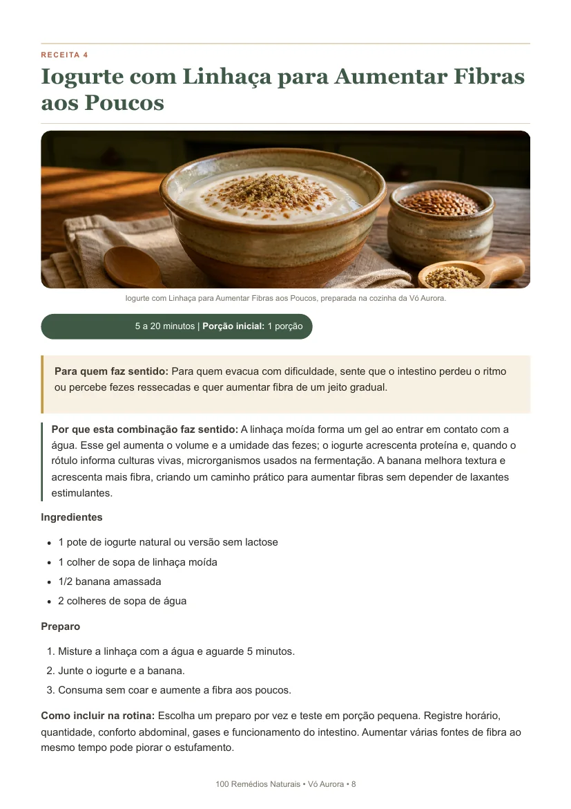 Página real de uma receita para intestino e digestão