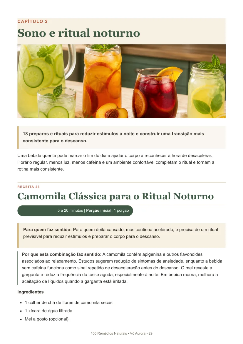 Página real de uma receita para o ritual noturno