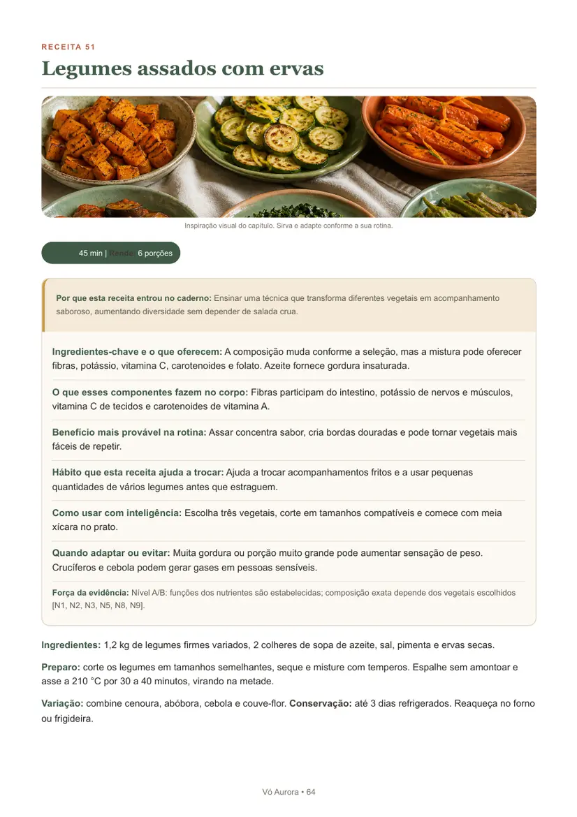 Página real da receita de legumes assados com ervas